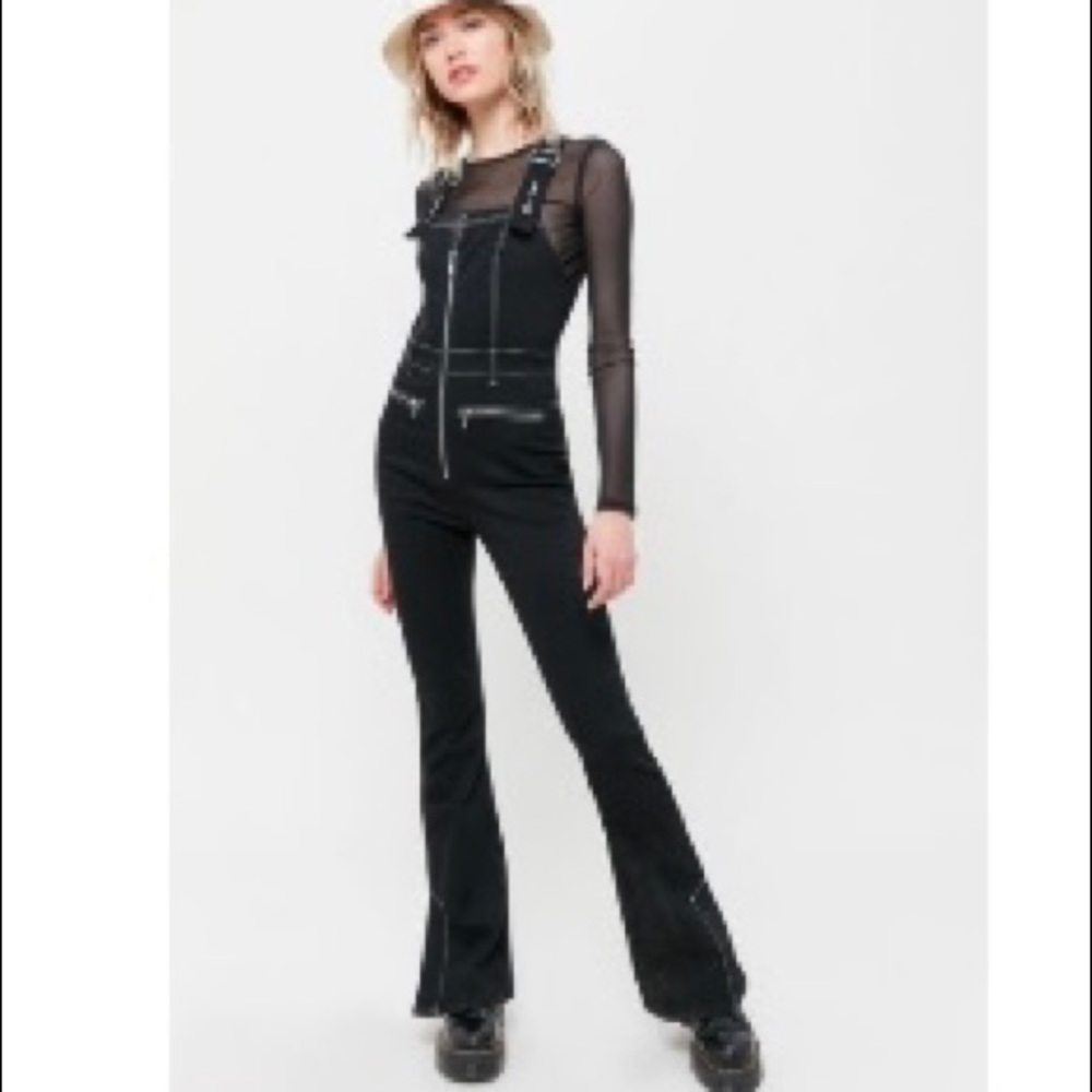 Black Denim Backless Overall